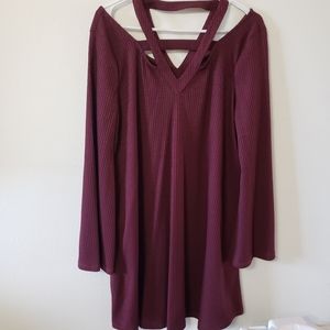 Doe & Rae Medium Cold Shoulder Ribbed Dress